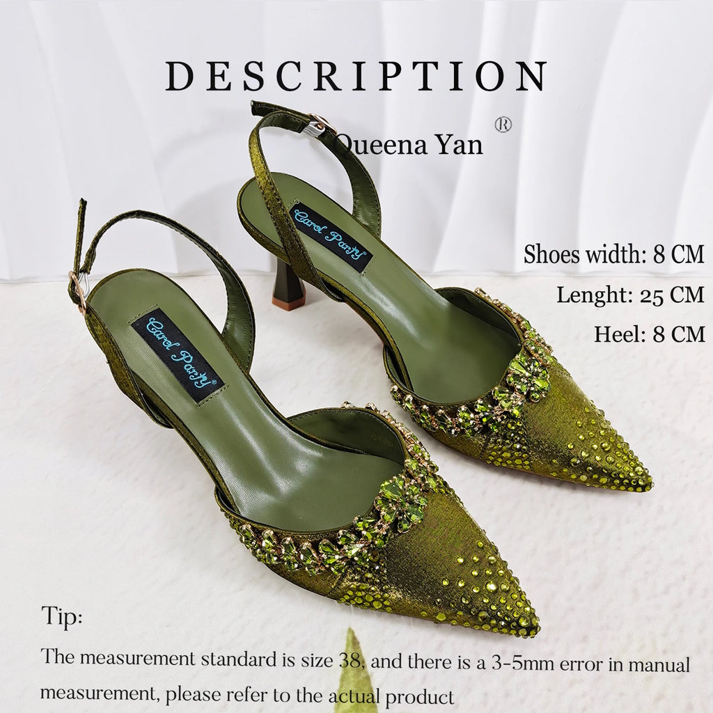 Italian Design Slip-on High Heels and Matching Three-Dimensional Bag Nigeria Party Pointed Shoes with Bag or a Pair of Shoes