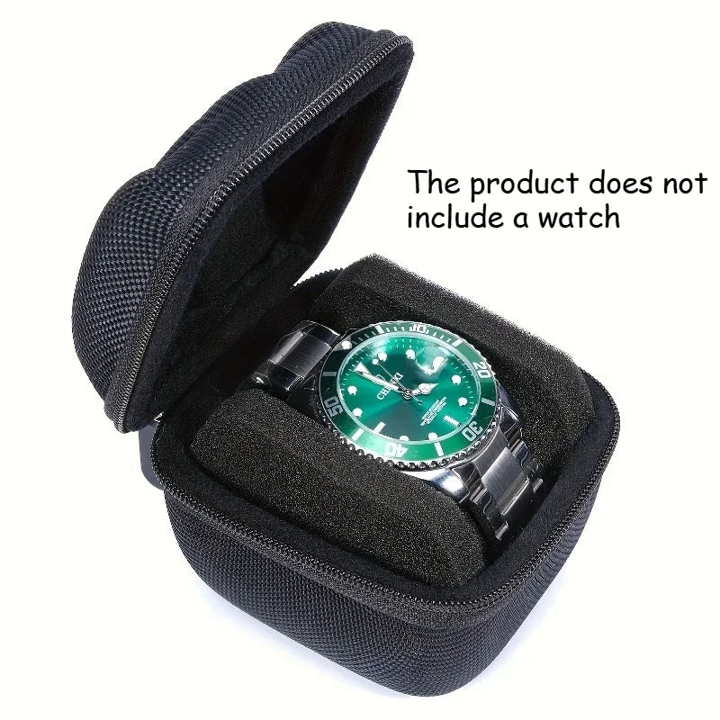 1pc Black Watch Storage Box - Hard Case W/Soft Pillows, Velvet Lined for Jewelry & Watches Protection