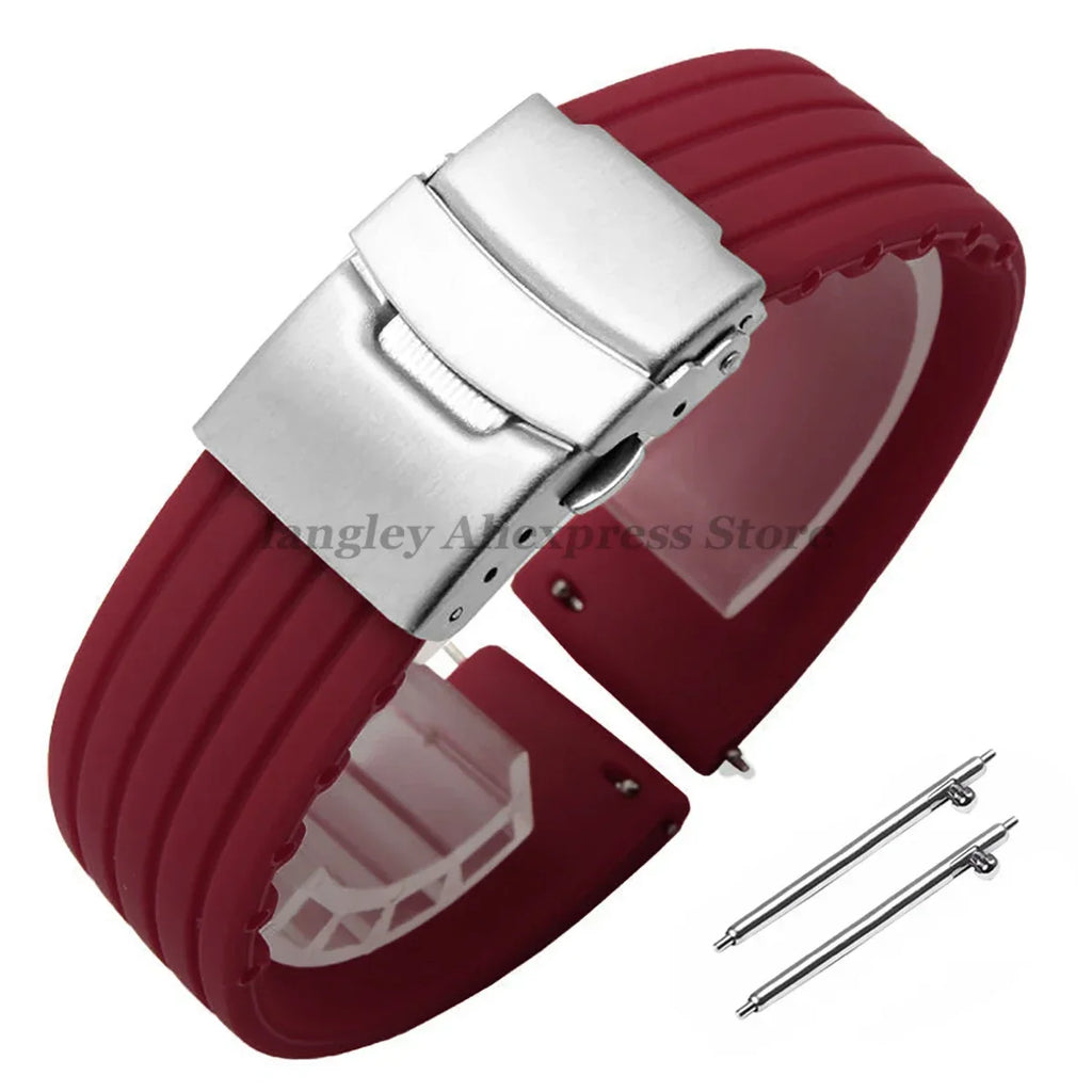 18mm 20mm 22mm 24mm Quick Release Silicone Watchband for Huawei Watch GT4/GT3 46mm for Seiko for Omega for Fossil Rubber Straps
