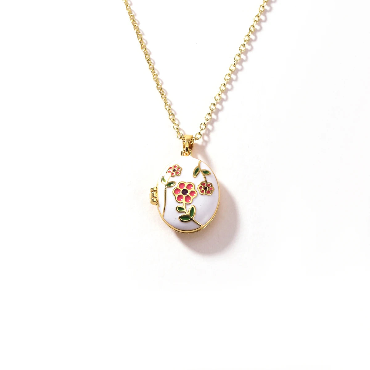 Vintage Enamel Heart Photo Locket Pendant Necklace for Women Minimalist Luxurious Non-Fading Stainless Steel Jewelry Accessory