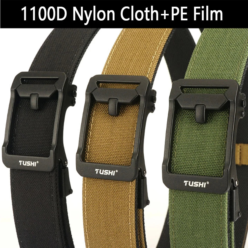TUSHI New Military Gun Belt for Men Nylon Metal Automatic Buckle Police Duty Belt Tactical Outdoor Girdle IPSC Accessories