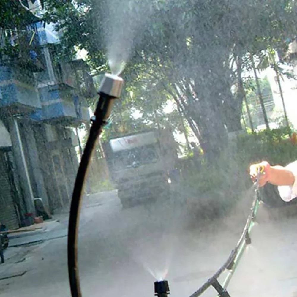 10m Hose Cooling Water Mist Sprayer System Gray Spray Head Garden Atomizer for Outdoor Greenhouse with 4/7mm Connector