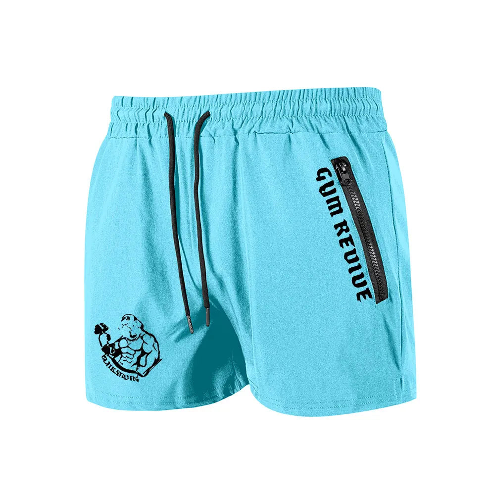 Men's Printed Shorts Summer Quick Dry Side Double Zipper Pockets Design Running Basketball Training Gym Shorts