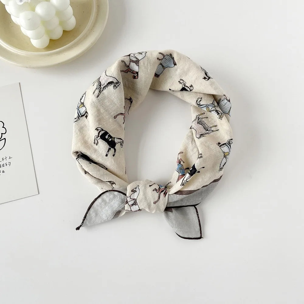 Fashion Square Scarf 1pcs Cotton Rich Summer Scarf Digital Printed Head Scarf for Women Versatile Lightweight Wrap Chic