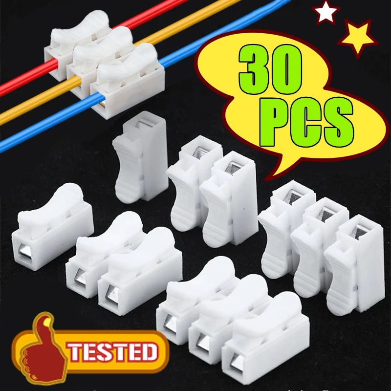5PCS-30PCS 1/2/3P CH-1 CH-2 CH-3 Spring Wire Quick Connector Electrical Crimp Terminals Block Splice Cable Clamp Fit Led Strips