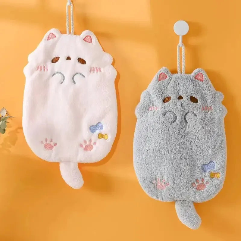 Wholesale Cute Cartoon Tanuki Hanging Towel Coral Velvet Hair Does Not Lose Thick Cloth Kitchen Bathroom Absorbent Towels