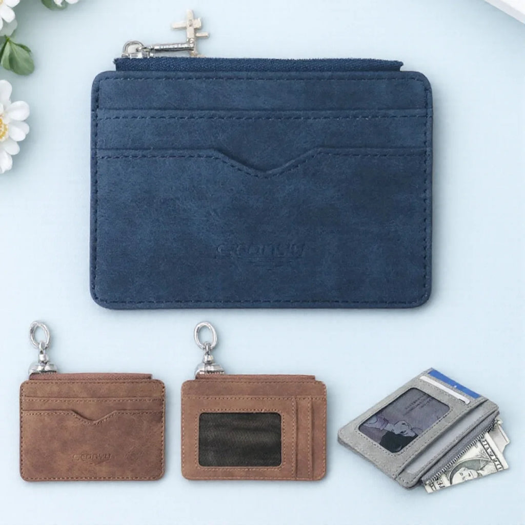 Mini Travel PU Leather Card Holder Wallet Lizard Pattern ID Window Case for Men Women Compact Wallet Organizer
