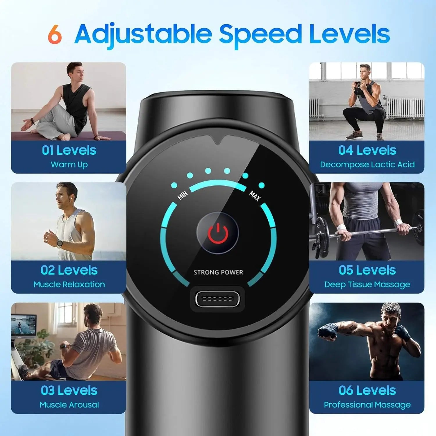2026 New Fascia Gun Deeply Relieves Muscle Soreness Fitness and Relaxation Equipment LED Touch Screen 6Massage Head Gifts