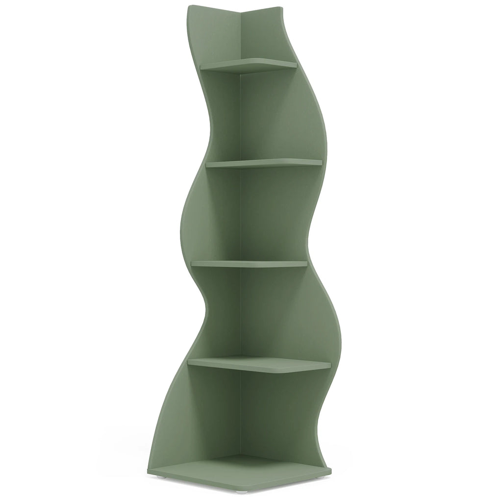 Tribesigns Corner Shelf, Modern 5-Tier Wall Corner Bookshelf, Stylish Corner Small Bookcase Storage Rack Plant Stand