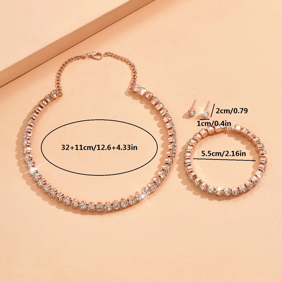 4 pieces of women's fashionable and minimalist necklaces with earrings, bracelets, jewelry sets, banquet and party accessories