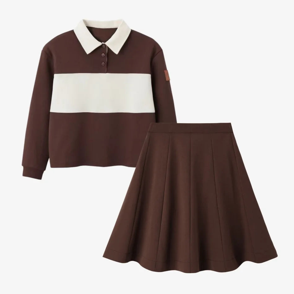 (Ship out in 1 day)AS AW26 Saddle collection Brown Corduroy + Rugby sweatshirt Print corduroy family matching girls boys clothes