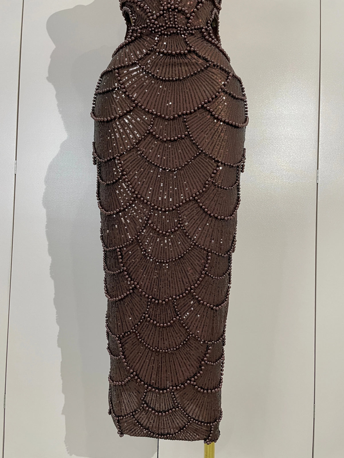 Elegance Pearl Beading Sequins Sleeveless Sexy Strap Bodycon Long Dress Women Celebrate Evening Party Birthday Outfit Vestido