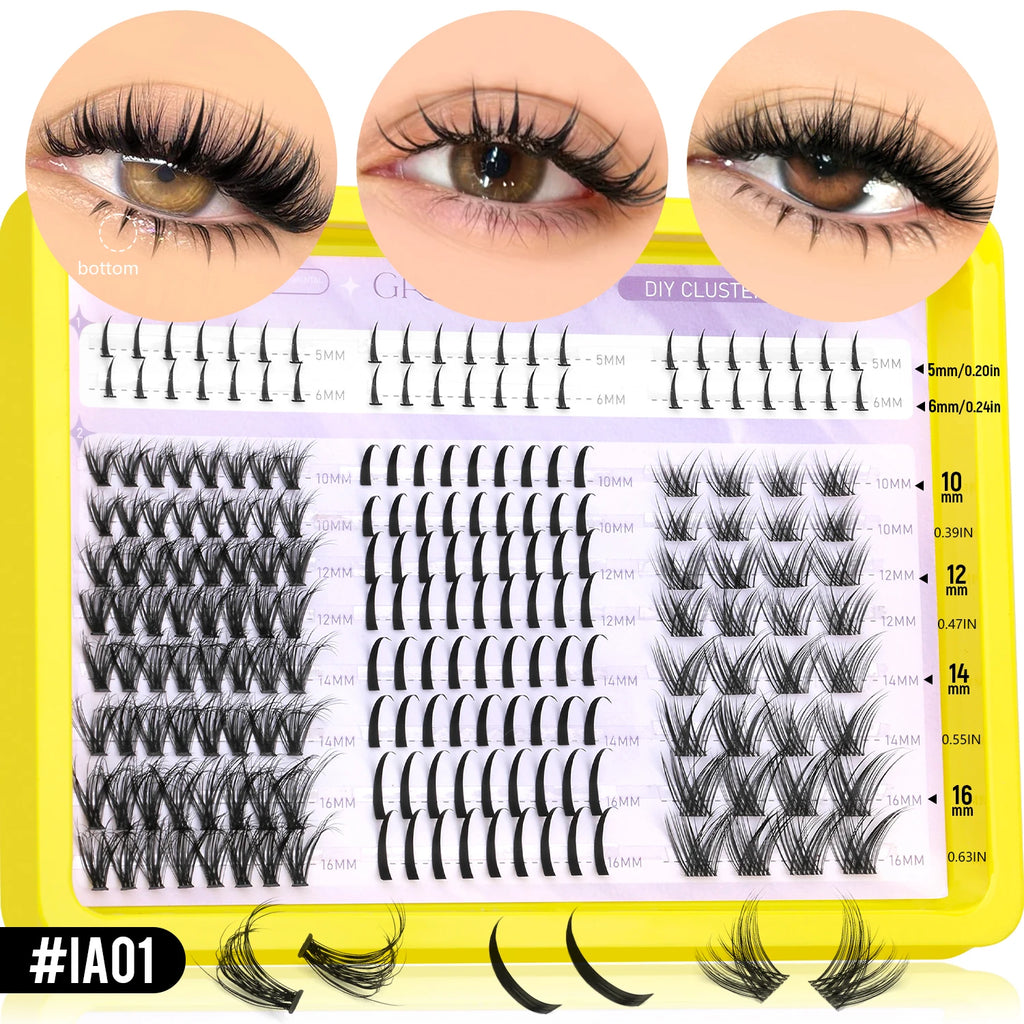 GROINNEYA Manga Lashes Cluster Lashes Natural Eyelash Extension Cluster Natural Volume Individual Lashes Mixed Tray Lashes