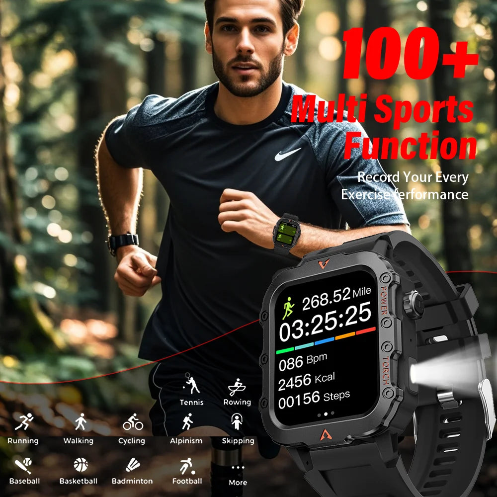 G.L Wear New Smartwatch for Outdoor Sports with LED Light Bluetooth Calling Activity Sleep Tracking Fitness Monitor