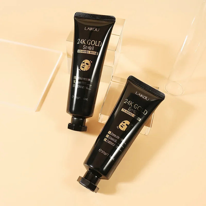 Laikou 24K Gold Snail Peel Off Mask Powerful Pore Cleaner Blackhead & Dirt Remover Detoxifying Facial Shining Skin Care 50g