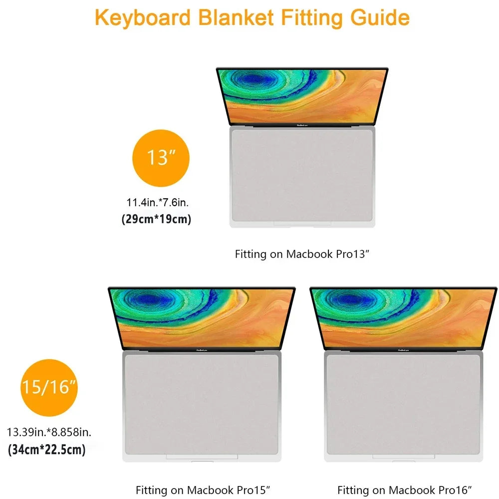 Notebook Protective Palm Keyboard Blanket Cover Microfiber Dustproof Film Laptop Screen Cleaning Cloth Macbook Pro 13/15/16 Inch