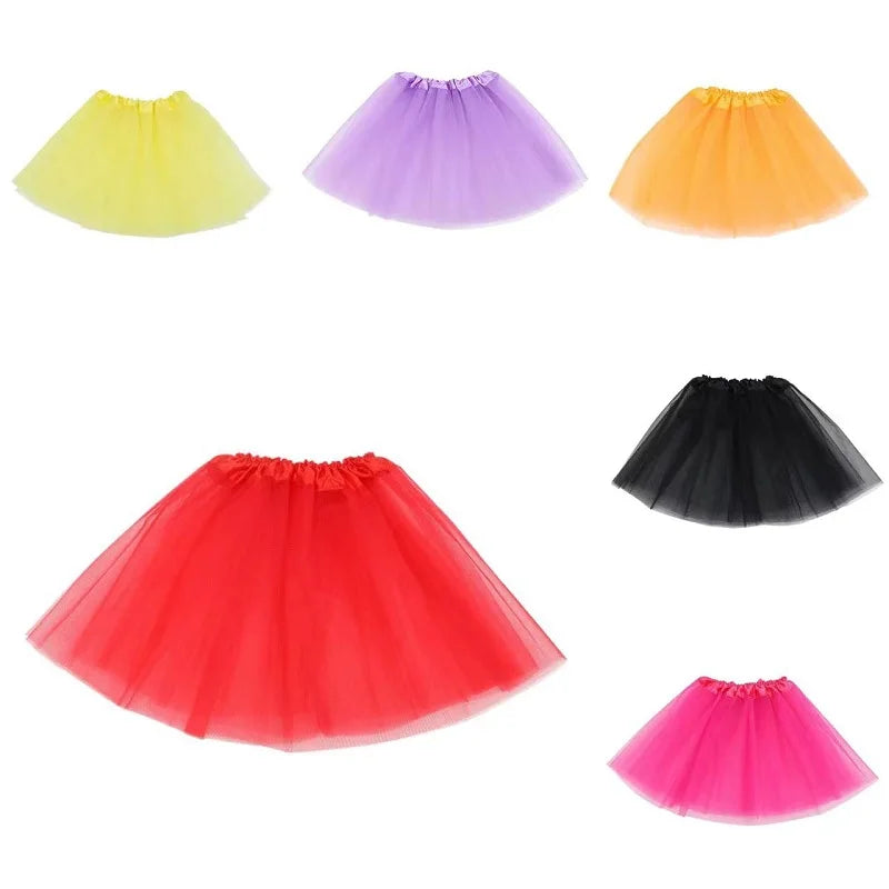 Girl Elastic Ballet Dancewear Tutus Mini Skirt For Birthday Party Dance 3 Layer Tulle Tutu Skirt for Kids Princess 2-8Y Girls