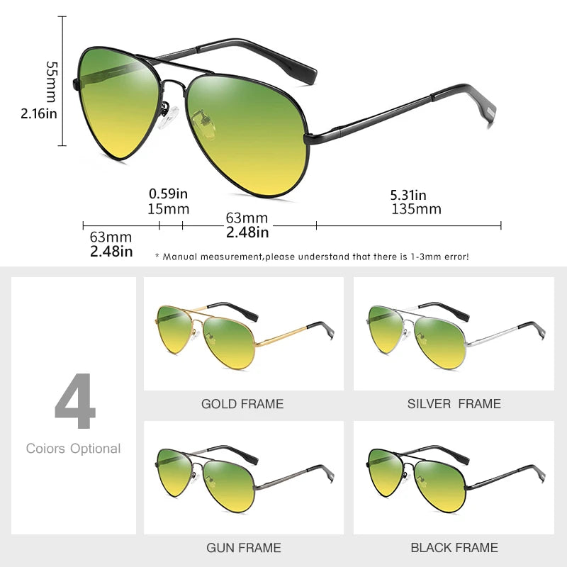 Top Brand Pilot Photochromic  Sunglasses Men Polarized Day Night Driving Glasses Women Chameleon Goggles Unisex sonnenbrille