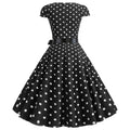 Vintage 1950s Retro Pleated Dress Short Sleeve Polka Dot Print Dress For Women Elegant Evening Party Gown Prom Swing Dresses