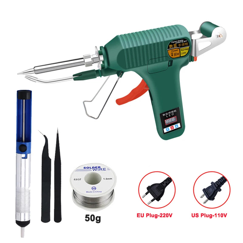 80W Digital Display Soldering Iron Gun 110V / 220V 180-520°C Adjustable Temperature Automatic Send Tin Gun welding Repair Tool