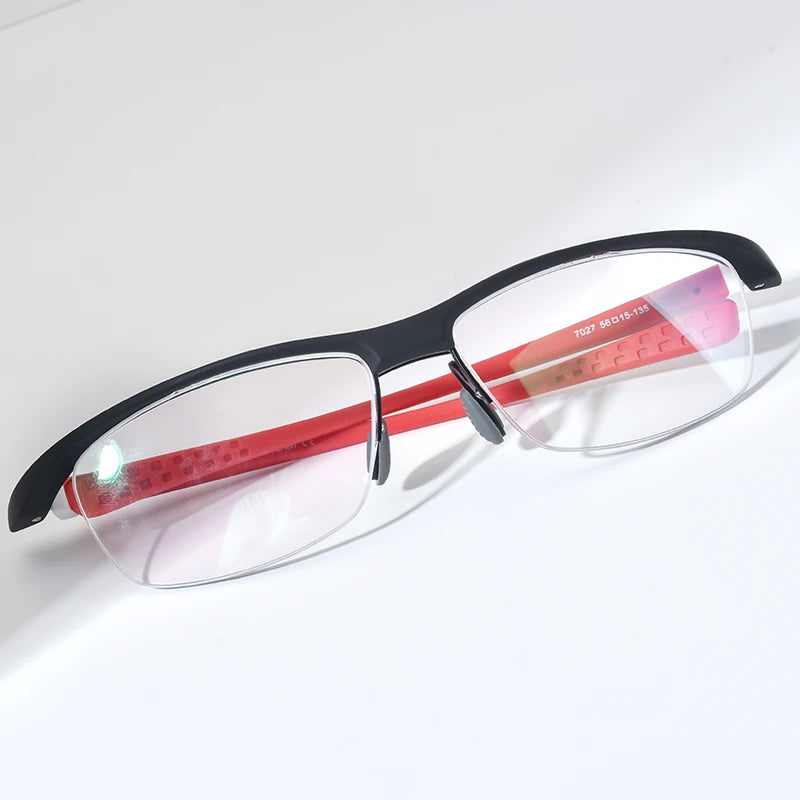HONILLESI TR90 Glasses Men Brand Designer Semi Rimless Ultralight Bicycle Eyeglasses Frame Half Rim Sports Japanese Eyewear 7027