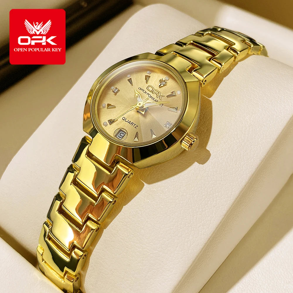 OPK 8105 Women's Watches Luxury  Original Wristwatch for Girl Waterproof Luminous Ladies Watch Fashionable Zircon Scale Date