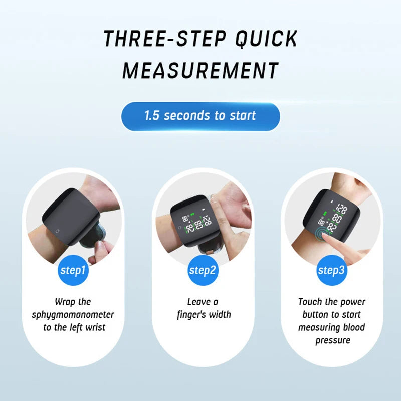 Medical Automatic Sphygmomanometer Digital Wrist BP Blood Pressure Monitor PR Pulse Meter Tonometer