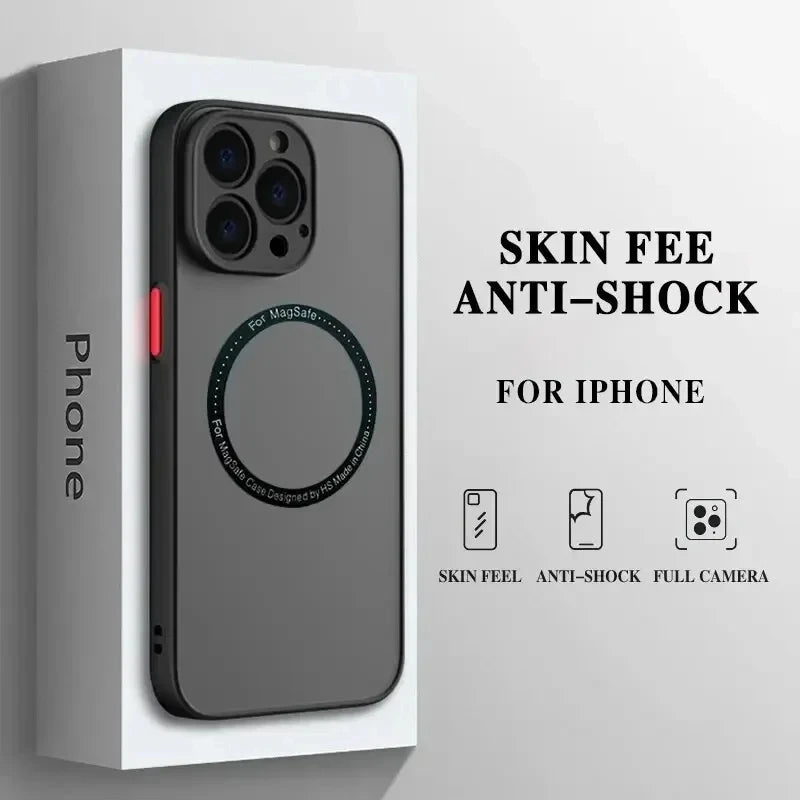 Luxury Matte Armor Magnetic for Magsafe Wireless Charge Case For iPhone 18 17 16 15 14 Plus 13 12 mini 11 Pro Max Cover Fundas