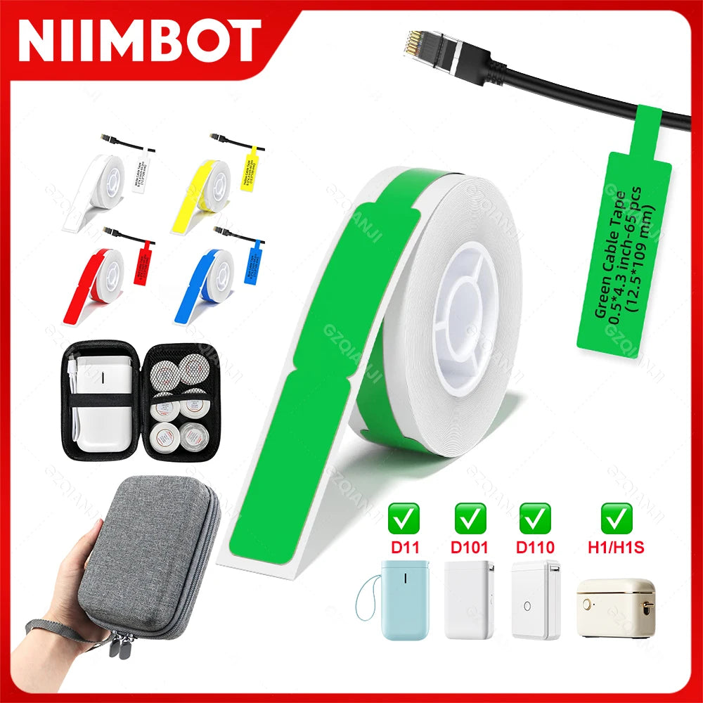 NIIMBOT Sticker Self-adhesive Label Thermal Papers for D11 D101 D110 Mini Printer White Colorful Waterproof Cable Tape Rolls