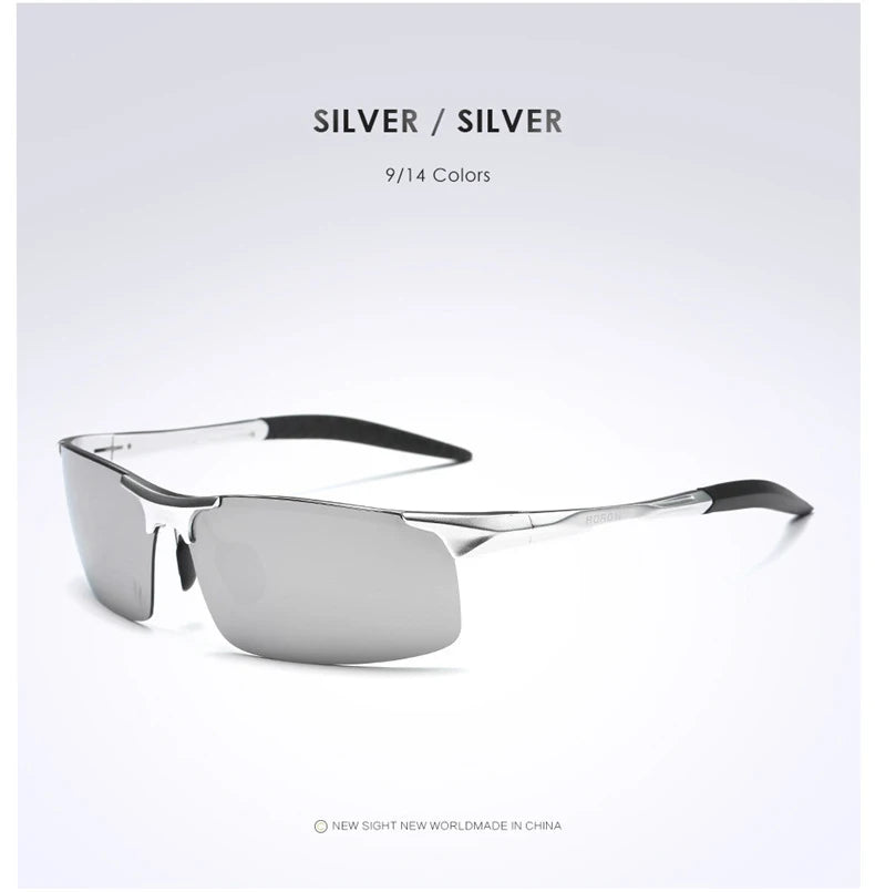 AORON Driving Polarized Sunglasses Men Aluminum Magnesium Frame Sport Sun Glasses Driver Sunglass UV400 Anti-Glare