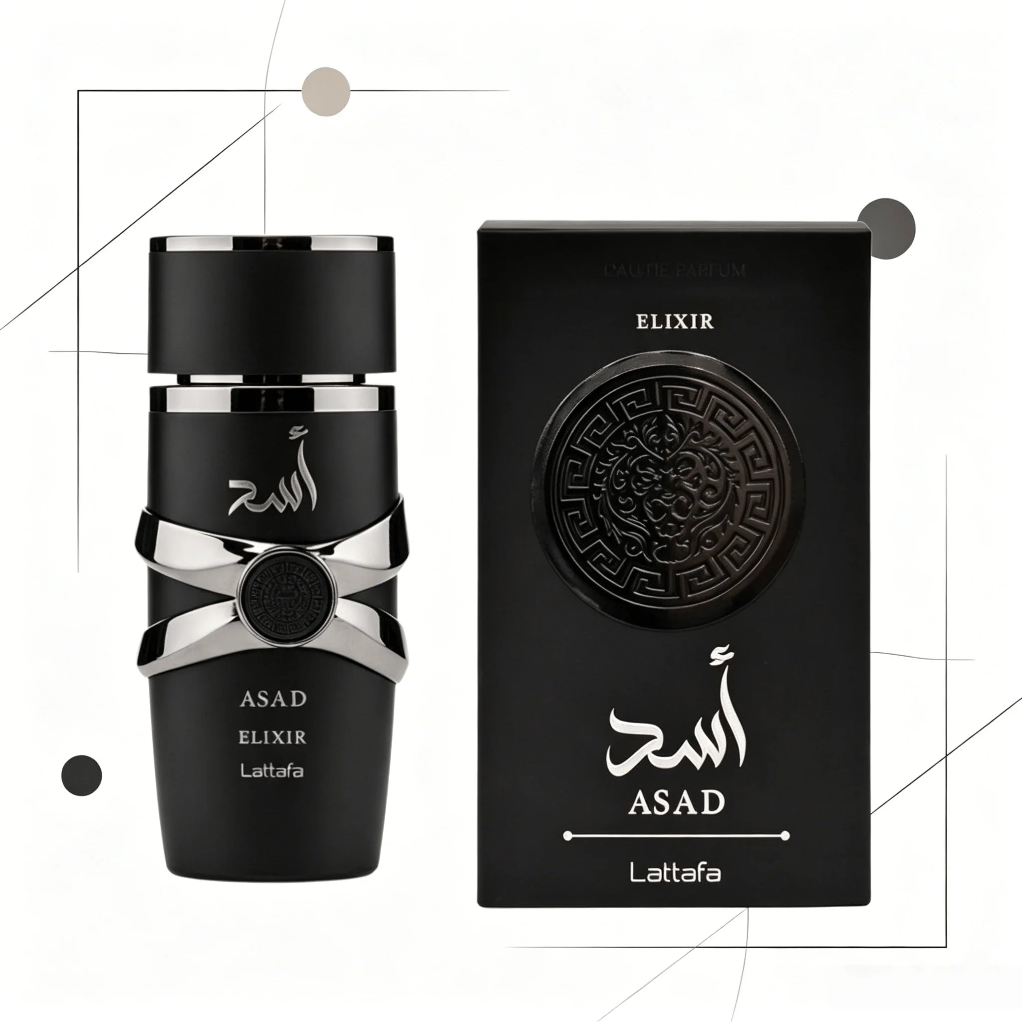YARA LATTAFA Asad Elixir Eau De Parfum 100ML With Original Gift Box Long Lasting Intense Woody Oriental Fragrance Men Perfume Matte Black Silver Luxury Embossed Bottle Masculine Scent Business Holiday Gift for Him