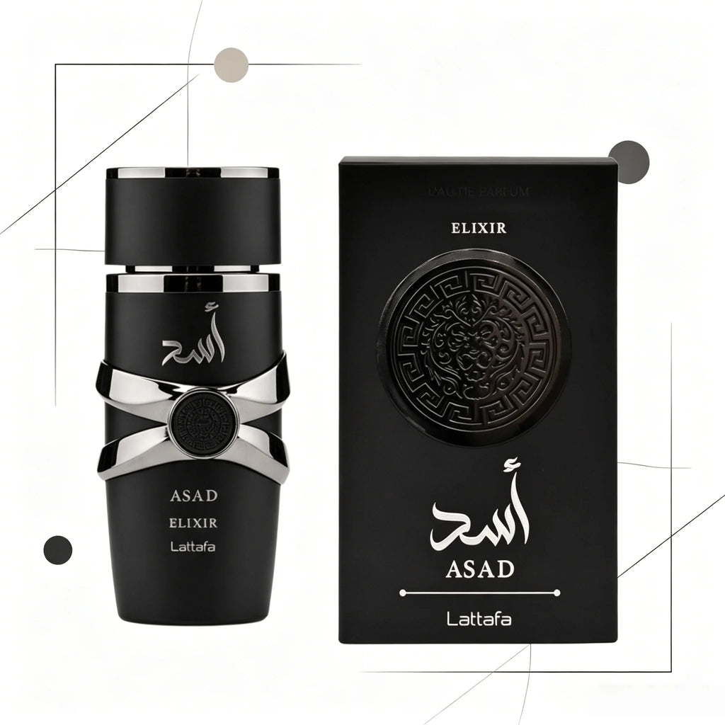 YARA LATTAFA Asad Elixir Eau De Parfum 100ML With Original Gift Box Long Lasting Intense Woody Oriental Fragrance Men Perfume Matte Black Silver Luxury Embossed Bottle Masculine Scent Business Holiday Gift for Him