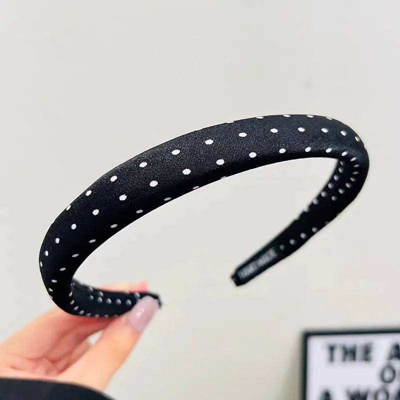 1/4pcs Simple Black White Polka Dot Wide Side Headband for Women Elegant Daily Wear Hair Band Fashion Girls Wash Face Hair Hoop
