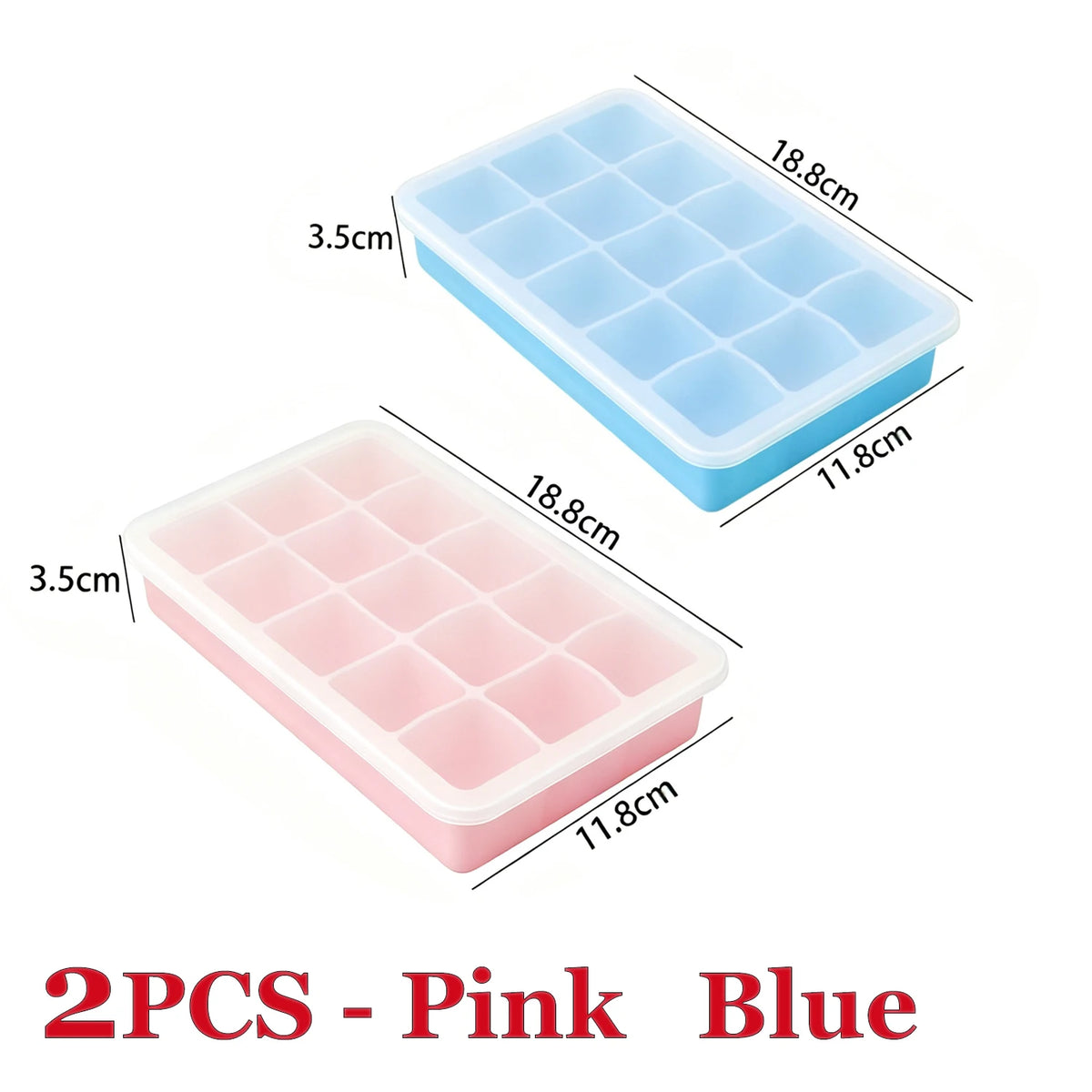 15 Cavity Ice Cube Tray Silicone Square Ice Trays Easy Release Stackable Ice Cube Molds with Removable Lid Ice Cubes for Whiskey