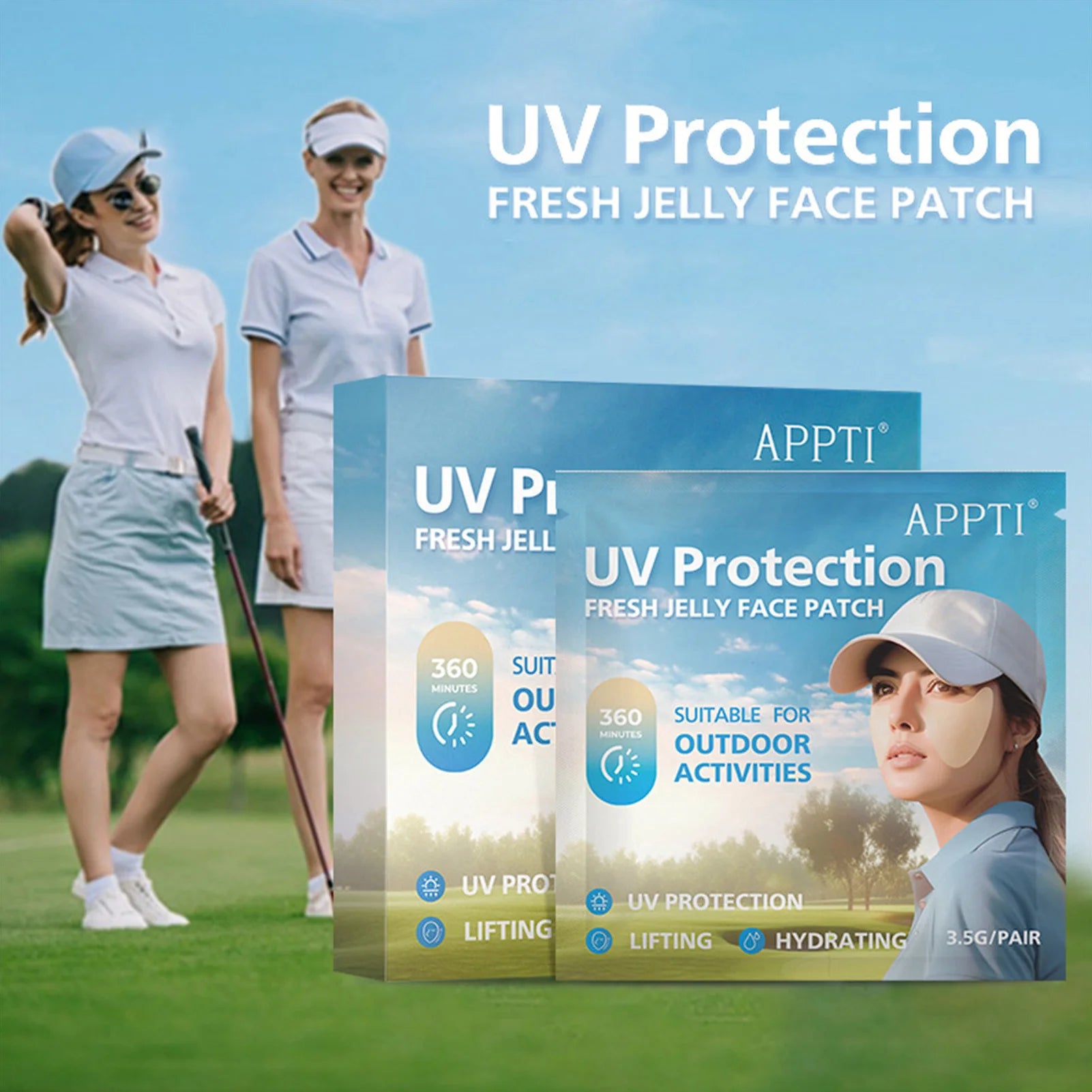 5 Pairs Sunscreen Face Patch for Eye Golf Sunscreen Patches Anti-Sweat Moisturizing Sun Protection Stickers for Summer Outdoor