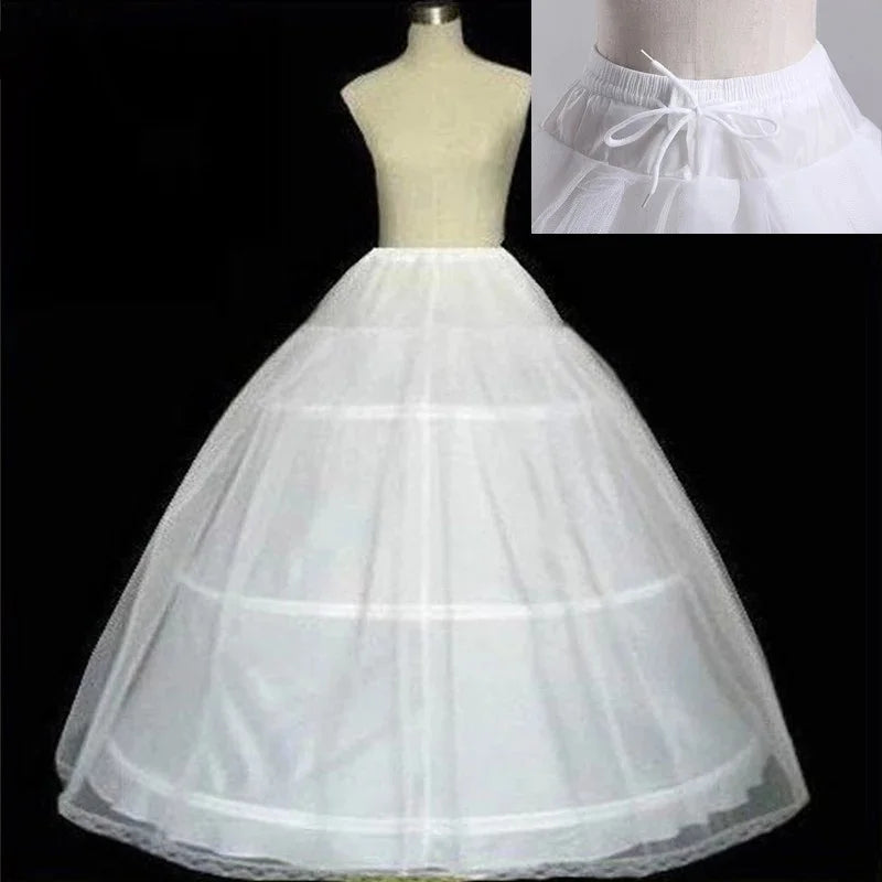 Cheap 3 Hoops Petticoat Crinoline Slip Underskirt For Ball Gown Wedding Dress Party Dress White Black Plus Size Waist