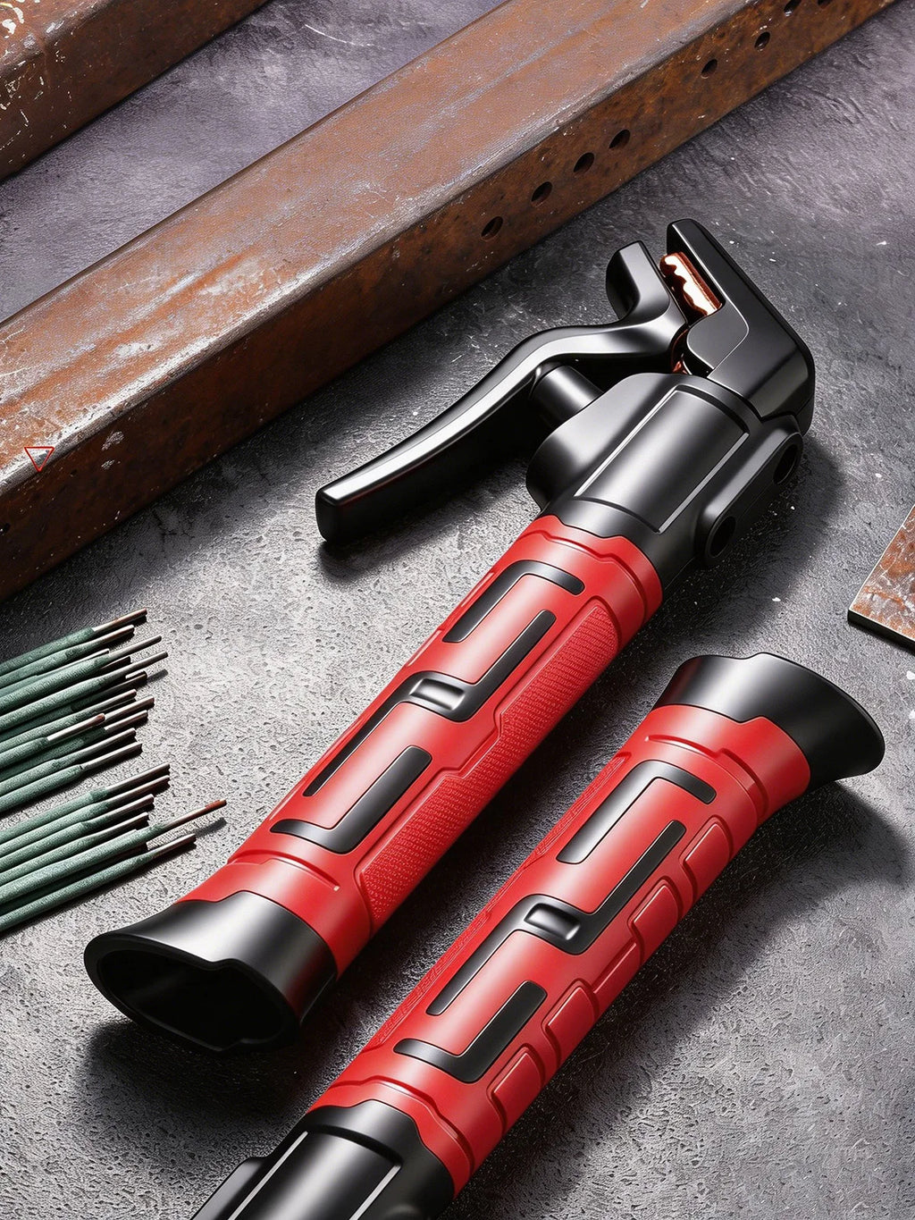 Bent Head Welding Tongs Electrode Holder Heat Resistant Copper Clamp Ergonomic Insulated Handle For Motorcycle Joining Tool