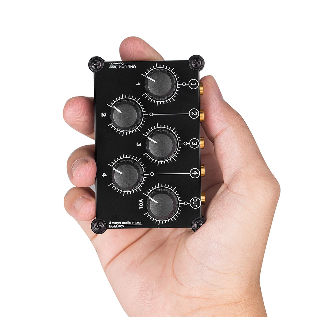 Douk Audio Portable 4 Channel Analog Stereo Audio Mixer Mini Passive Line Mixer for Live Studio Recording Sound Mixing Console