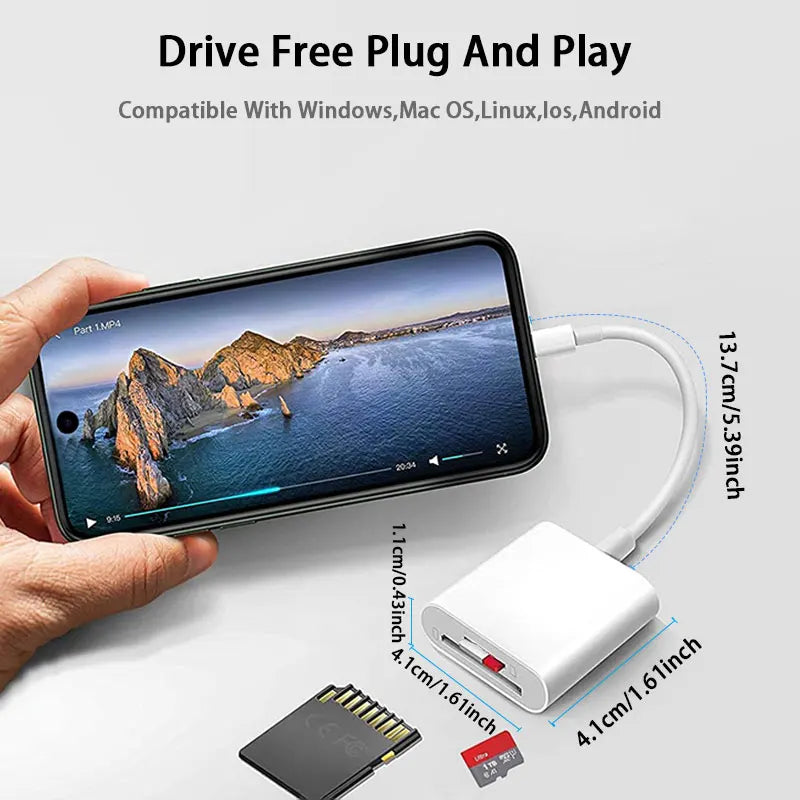 2 in 1 USB-C Card Reader, USB C To SD Card OTG SD/TF Memory Converter for Ipad Pro, for Macbook & Other Tablets