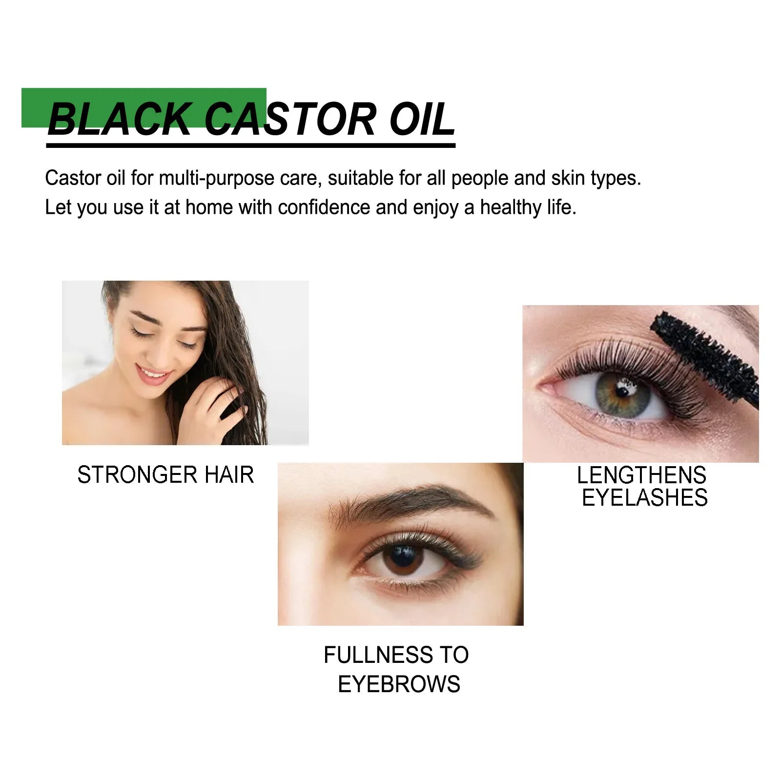 Castor Oil Hair Regrowth Eyebrow Lengthening Fuller Longer Thicker Anti Hair Loss Baldness Treatment Eyelashes Enhancement Oil