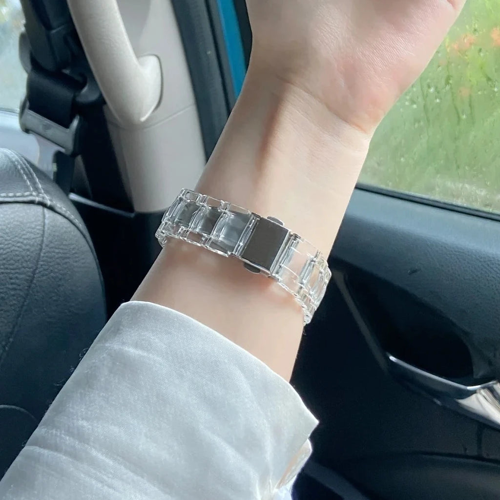 Slim Transparent Strap for Apple Watch Band 9 8 7 6 5 43 SE Ultra 49MM 45mm 42MM 38MM 44MM 40MM rainbow color Bracelet on iWatch