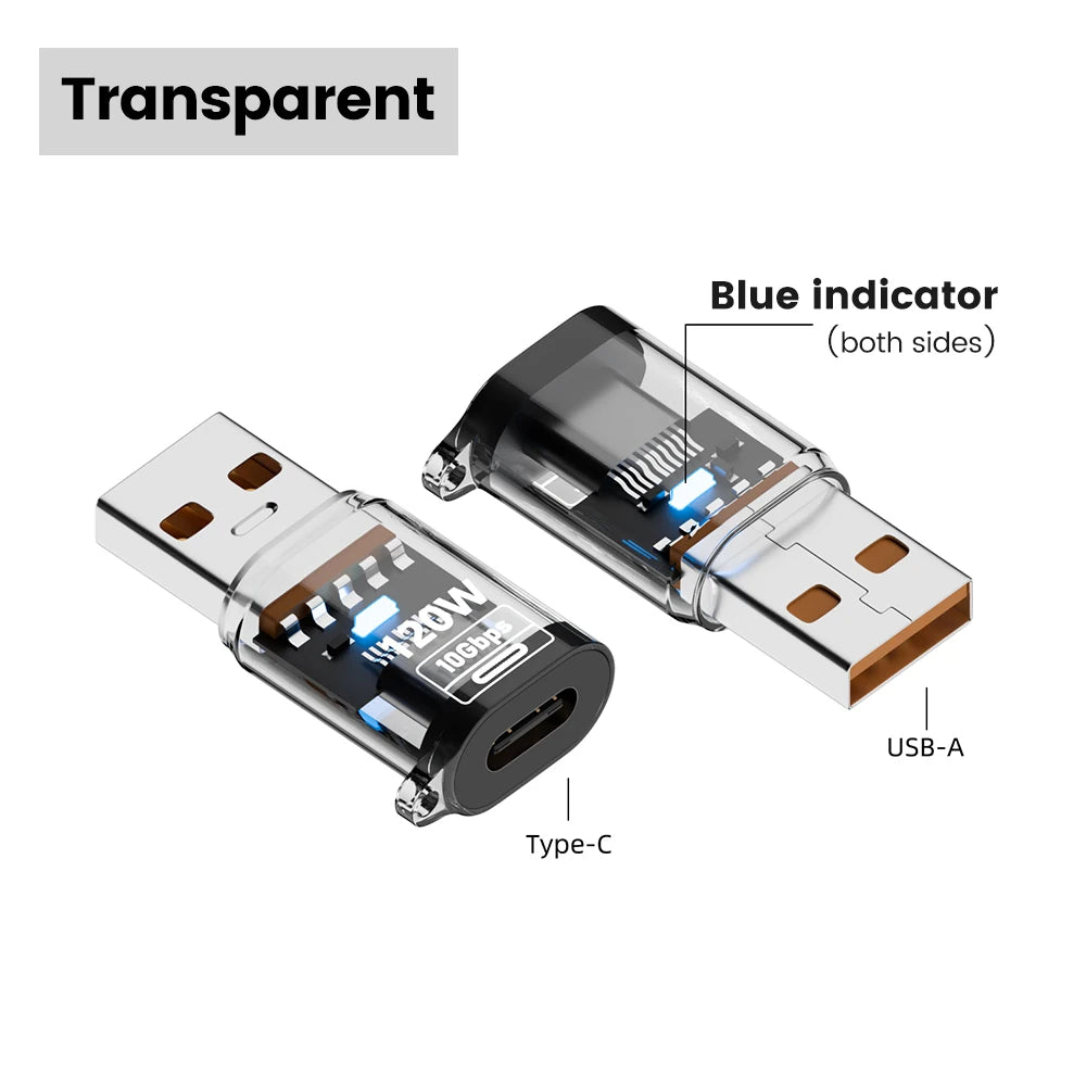 120W Fast Charging USB 3.2 to Type C Adapter OTG 10GB High Speed Data Audio Transfer For PC Tablet Xiaomi Huawei USB C Converter