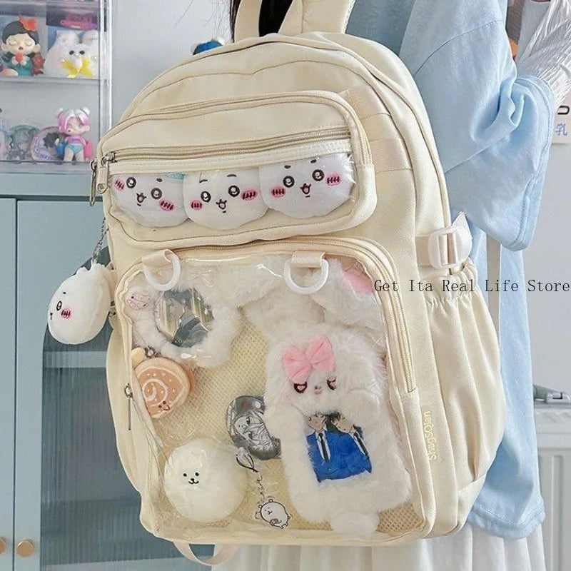 Italife Big Anime Pink Ita Backpack with Insert Plate Women Large Kawaii Yellow Itabag Dual Clear Pockets for Pin Display H260