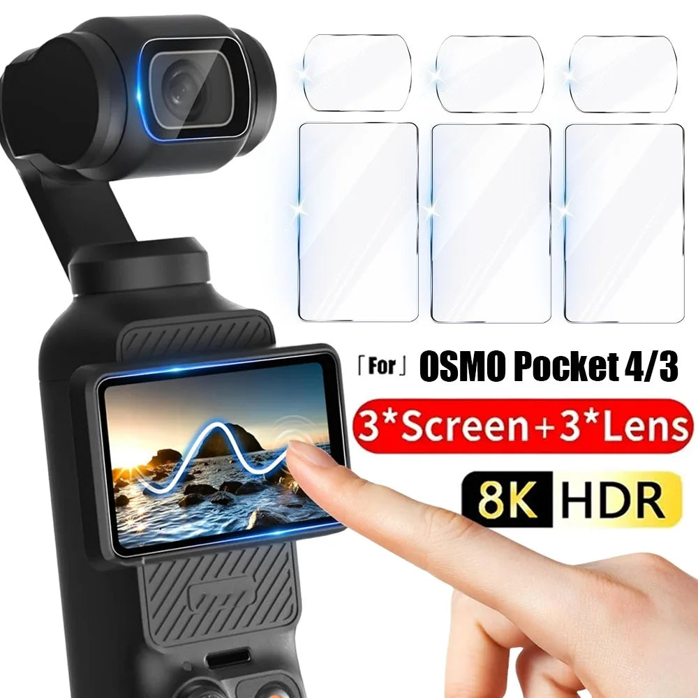 9H HD Tempered Glass for DJI OSMO Pocket 4/3 Full Screen Protector For DJI Pocket 4 Gimbal Camera Lens Protect Glass Accessories