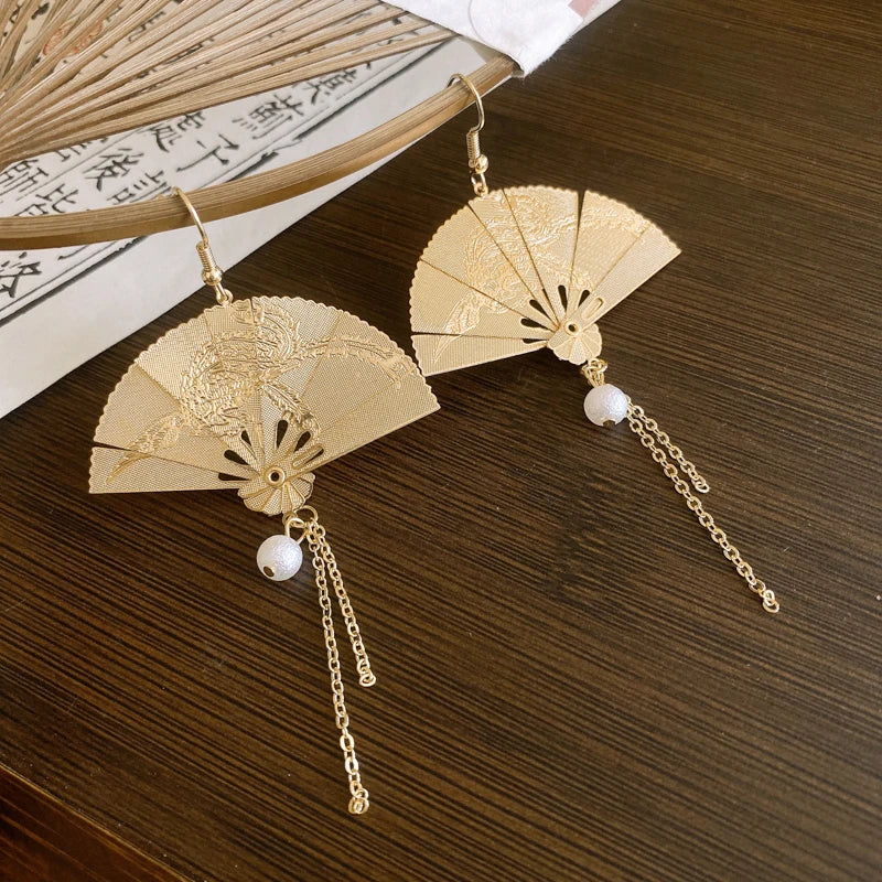 Neo-chinese Style Bamboo Joint Flower Earrings Imitation Pearl Fringe Earring New National Tide Personality  Earrings Women  K-