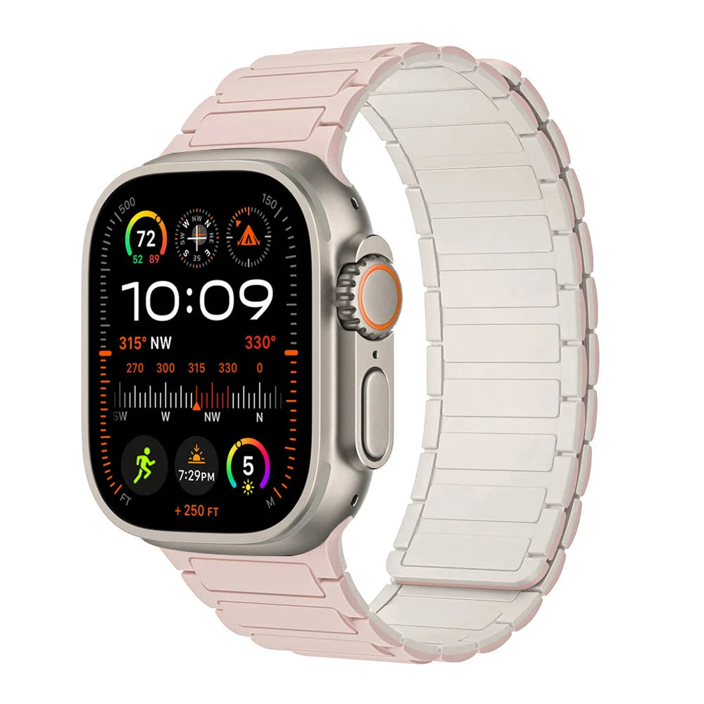 Magnetic Strap for Apple Watch Band 45mm 44 mm 40mm 46mm 41mm 42mm 38 Silicone Bracelet iWatch Series 8 7 6 Se 9 10 Ultra 2 49mm
