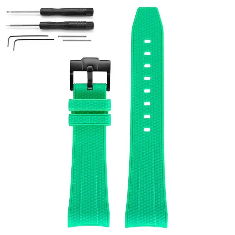 Rubber Silicone Watch Band for Swatch X Blancpain GREEN ABYSS Curved End Waterproof Sport Woven Pattern Strap Bracelet 22mm