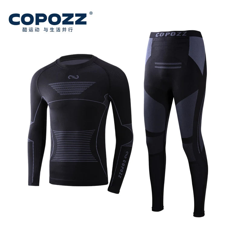 COPOZZ Men Women Ski Thermal Underwear Sets Sports Quick Dry Tracksuit Fitness Workout Exercise Tight Shirts Jackets Sport Suits