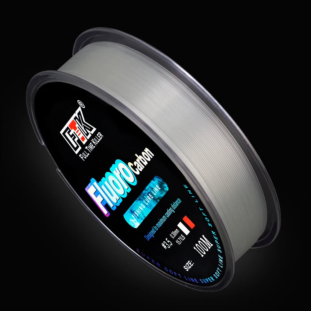FTK 100M Fluorocarbon Coating Fishing Line 0.14mm-0.5mm 4.13LB-34.32LB Carbon Fiber Monofilament Line Carp Fishing Sinking Line