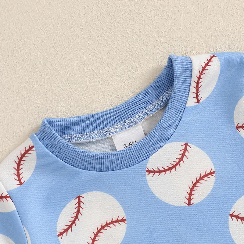 Toddler Baby Boy Shorts Set Baseball Print Short Sleeve T-shirt Elastic Waist Shorts Summer Outfit